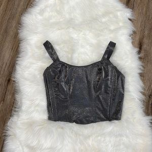 Vintage Victoria's Secret Gold Label Metallic Silver Corset Bustier Size 34M